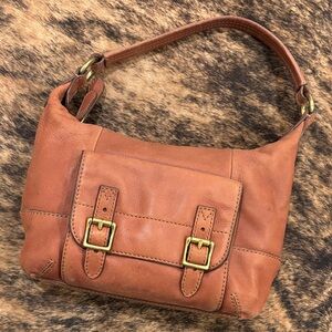 Fossil Classic Cognac Leather Shoulder Bag - Women